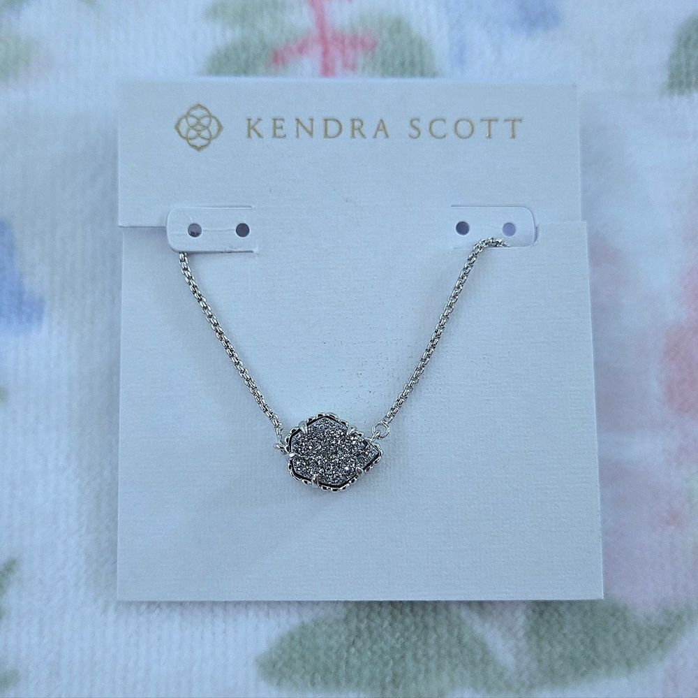 Kendra Scott "Tess" Platinum Drusy Pendant Necklace - NWT